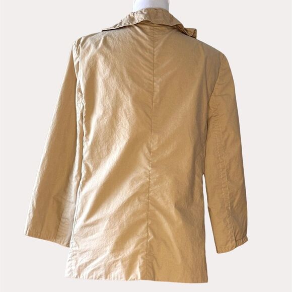 J Crew Jacket Button Front Ruffle Collar Khaki Tan 6 bv - Picture 4 of 6